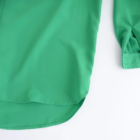 Lord & Taylor Kelly Green V-Neck Long Sleeve Tunic Dress Shirt LG - Picture 7 of 12